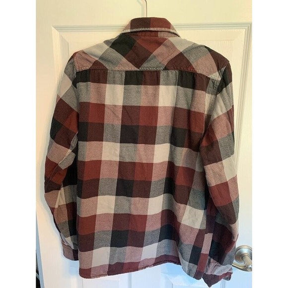 Vans X Cathy Van Engel Mens Flannel Shirt Size Small Burgundy/Gray Plaid - Picture 4 of 4